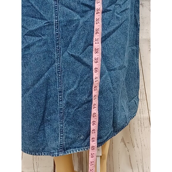 Blue Denim Jean Jumper Cottagecore Embroidery Buttons Modest Dress Size M.  - Picture 8 of 12